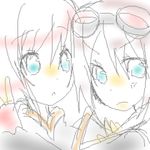  artist_request blue_eyes estellise_sidos_heurassein goggles lowres multiple_girls rita_mordio short_hair tales_of_(series) tales_of_vesperia 