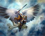  1280x1024 angel magic:_the_gathering magic_the_gathering serra_angel sword weapon wings 