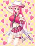  artist_request breasts hat long_hair lucia_(pangya) pangya pink_eyes pink_hair ribbon skirt small_breasts socks solo thighhighs 