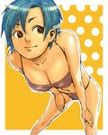  bikini blue_hair breasts cleavage copyright_request itou_eito large_breasts leaning_forward lowres red_eyes short_hair smile solo swimsuit 