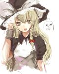  angry blonde_hair bow braid hair_bow hand_on_headwear hat kirisame_marisa open_mouth side_braid sketch solo tetsuo touhou witch_hat wrist_cuffs yagokoro yellow_eyes 
