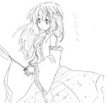  greyscale kochiya_sanae long_hair miya_(tsumazukanai) monochrome sketch solo touhou 