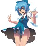  blue_hair blueberry_(5959) cirno highres ribbon short_hair solo thigh_gap touhou wings 