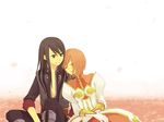  1girl bad_id bad_pixiv_id boots closed_eyes estellise_sidos_heurassein gloves long_hair pink_hair shirataki_nako short_hair smile tales_of_(series) tales_of_vesperia yuri_lowell 