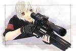 copyright_request ganzyu_i gloves gun red_eyes rifle short_hair sniper_rifle solo weapon white_hair 