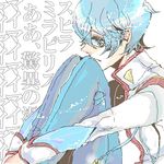  blue_hair kaoru_miki lowres lyrics oekaki short_hair shoujo_kakumei_utena solo utai_yumi 