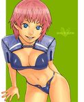  bikini blue_eyes breasts cleavage copyright_request itou_eito large_breasts pink_hair short_hair smile solo swimsuit 