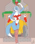  border_collie candle candles candy_cane canine censorship christmas dog female fireplace holidays jaylablue legwear mammal mistletoe panties ribbons socks stockings underwear wrapped wreath 