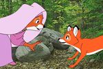  anthro canine female feral fox fox_and_the_hound leaves maid_marian mammal outside robin_hood robin_hood_(disney) rocks steven_stagg tree vixey 