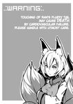  animal_ears dithering drawfag english fox_ears fox_tail greyscale hands_in_opposite_sleeves monochrome multiple_tails public_service_announcement scanlines short_hair solo tail text_focus touhou truth yakumo_ran 