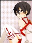  asuna_(sao) asuna_(sao)_(cosplay) bad_id bad_pixiv_id black_eyes black_hair cosplay crossdressing kirito looking_back male_focus otoko_no_ko short_hair skirt solo sword_art_online thighhighs tsukimori_usako 