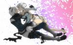  1girl ass ass_cutout bandages braid flower gloves hair_ornament hetero kaine_(nier) lingerie negligee nier nier_(series) nier_(young) short_hair silver_hair tayuho underwear white_hair 