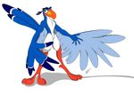  anthro anthrofied avian beak biceps bird blue_body blue_feathers claws disney feathers gunzcon hornbill male muscles nude plain_background pose solo standing the_lion_king white_background white_feathers winged_arms wings zazu 