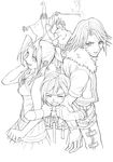  2girls 3boys aerith_gainsborough cid_highwind disney final_fantasy final_fantasy_vii final_fantasy_viii holy_pumpkin kingdom_hearts merlin multiple_boys multiple_girls squall_leonhart xelwyw1103 yuffie_kisaragi 