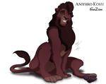  anthrofied brown_body disney feline green_eyes gunzcon kovu lion looking_at_viewer male mammal nude pose sitting solo the_lion_king 