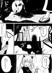  animal_ears blood cigarette comic fire greyscale lighter monochrome ne_kuro smile touhou translated yakumo_ran yakumo_yukari 