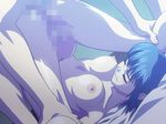  1girl animated animated_gif blue_hair blush breasts censored grinding houya_yukitoshi leg_up nipples nude penis reversible sex short_hair sugihara_shizuno 