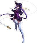  boots braid eltnum etherlite french-bread gloves hat long_hair melty_blood miniskirt official_art purple_eyes purple_hair single_braid single_glove sion_eltnam_atlasia skirt solo thigh_boots thighhighs tsukihime under_night_in-birth weapon wire yoshihara_seiichi 