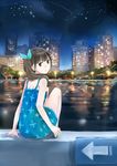  bad_id bad_pixiv_id city copyright_request looking_at_viewer looking_back maigoyaki shooting_star side_ponytail sitting skirt sky skyline solo star water 