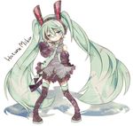  bad_id bad_pixiv_id boots character_name detached_sleeves green_hair hatsune_miku headset kunreishiki long_hair necktie nigosaki_(25box) pigeon-toed simple_background skirt solo thigh_boots thighhighs twintails very_long_hair vocaloid white_background 
