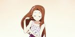  animated animated_gif bow brown_eyes brown_hair dress hair_bow hair_flip hairband idolmaster idolmaster_(classic) long_hair looking_at_viewer lowres minase_iori one_eye_closed open_mouth smile solo stuffed_animal stuffed_toy winking_(animated) 