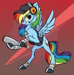  bandage baseball_bat baseball_cap bat bipedal clothed clothing crossover cutie_mark digital_media_(art) dog_tags equine female feral friendship_is_magic front_view full-length_portrait hair hat headset horse mammal multi-colored_hair my_little_pony pegasus plain_background pony rainbow_dash_(mlp) rainbow_hair red_background saddle_bag scout scout_(team_fortress_2) skimpy solo standing team_fortess_2 team_fortress_2 three-quarter_view wings wraps 