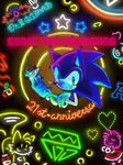  anniversary dr._eggman drink heart knuckles_the_echidna neon_lights no_humans smile sonic sonic_the_hedgehog star tails_(sonic) tegaki 