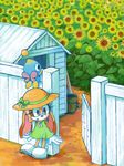  cheese_(sonic) cream_the_rabbit dress fence field flower furry hat shack sonic_the_hedgehog sunflower tegaki 