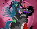  changeling couple crown duo equine eye_contact female feral friendship_is_magic grin horn interspecies king king_sombra king_sombra_(mlp) love male mammal my_little_pony necrofeline pussy queen queen_chrysalis queen_chrysalis_(mlp) royalty straight unicorn wings 