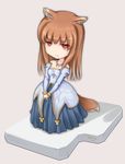  animal_ears arcueid_brunestud arcueid_brunestud_(cosplay) artist_request blonde_hair brown_hair chibi cosplay dress holo long_hair red_eyes solo spice_and_wolf tail tsukihime wolf_ears 