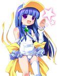  arm_behind_back blue_hair cosplay furude_rika higurashi_no_naku_koro_ni imeri_fuzuki long_hair md5_mismatch moetan one-piece_swimsuit pastel_ink pastel_ink_(cosplay) purple_eyes school_swimsuit seiyuu_connection single_thighhigh smile solo star swimsuit tamura_yukari thighhighs waving white_school_swimsuit white_swimsuit 