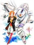  agahari cecily_fairchild flower gundam gundam_f91 jacket mecha orange_hair short_hair vigna_ghina 