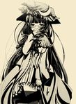  bad_id bad_pixiv_id bespectacled blush glasses hat monochrome patchouli_knowledge sakayaki_(burning_soul) solo touhou yellow yellow_background 