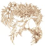  bad_id bad_pixiv_id bird brown elle_(lom) flower kamiya_ichi legend_of_mana monochrome seiken_densetsu smile solo wings 