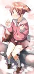  azumanga_daiou bad_id bad_pixiv_id bag brown_eyes cherry_blossoms mihama_chiyo mizore_syrup red_hair school_uniform short_hair short_twintails solo twintails 
