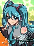  aqua_eyes aqua_hair bad_id bad_pixiv_id beamed_eighth_notes eighth_note hatsune_miku kuren long_hair musical_note solo staff_(music) vocaloid 