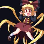  blonde_hair blush chibi fang geetsu insect_girl kurodani_yamame oekaki pose ribbon short_hair solo spider_girl touhou 