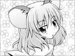  animal_ears greyscale looking_at_viewer monochrome mouse_ears nazrin nibi short_hair solo touhou 