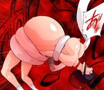  1girl black_hair bleach braid breasts huge_breasts inflation kurotsuchi_nemu large_breasts long_hair merry_program navel nipples pain pregnant screaming socks solo tentacle torture translation_request 