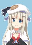  absurdres blue_eyes cape dacchi hat highres little_busters! long_hair noumi_kudryavka school_uniform silver_hair smile solo 