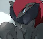  agemono blue_eyes fox no_humans pokemon red_hair solo zoroark 
