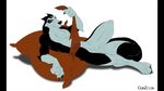  anthro anthrofied balto_(film) blanket blue_eyes canine claws dog gunzcon husky looking_at_viewer male mammal nude pillow plain_background pose solo steele white_background 