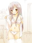  :o bra copyright_request grey_hair lingerie navel panties partially_colored saeki_touma sketch thighhighs underwear undressing white_bra white_legwear white_panties yellow_eyes 