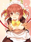  ;o avatar_base blush breast_grab breasts chain flying_sweatdrops grabbing hair_ribbon kurasuke kurasuke's_maid_girl maid maid_headdress medium_breasts nipples one_eye_closed open_mouth original red_eyes red_hair ribbon solo_focus tears twintails wavy_mouth 