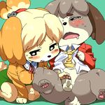  1girl agemono aliasing animal_crossing anthro anus balls bar_censor bell black_eyes black_nose blush blush_stickers bottomless breasts brother_and_sister canine censored clothes cub cum digby_(animal_crossing) dog doubutsu_no_mori drooling erection eyes_closed female furry green_background hair_band handjob incest isabelle_(animal_crossing) jingle_bell kent_(animal_crossing) kento_(doubutsu_no_mori) kneeling large_breasts little_penis lowres male mammal necktie nintendo no_humans oekaki one_eye_closed open_mouth paws penis plain_background pointless_censoring saliva shih_tzu shirt shizue_(animal_crossing) shizue_(doubutsu_no_mori) sibling siblings simple_background sitting skirt spread_legs spreading straight sweat tie twins video_games young 