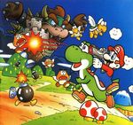  bob-omb bowser castle cloud goomba highres koopa koopa_paratroopa koopa_troopa mario mario_(series) nintendo official_art paragoomba paratroopa pipe super_mario_bros. super_mario_world yoshi yoshi&#039;s_safari yoshi's_safari 