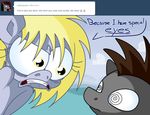  .mov blonde_hair derpy_hooves_(mlp) dialog duo english_text equine extradan female friendship_is_magic hair horse jerky_hooves male mammal mohawk my_little_pony original_character plain_background pony text yellow_eyes 