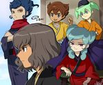  4boys bad_id bad_pixiv_id beta_(inazuma_eleven) blue_hair brown_hair fei_rune green_eyes green_hair inazuma_eleven_(series) inazuma_eleven_go inazuma_eleven_go_chrono_stone japanese_clothes kimono matsukaze_tenma mizuhara_aki multiple_boys no_pupils open_mouth profile purple_eyes shindou_takuto smile tsurugi_kyousuke yellow_eyes 