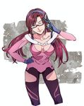  adapted_costume blue_eyes bodysuit brown_hair evangelion:_3.0_you_can_(not)_redo ishizaki_miwako long_hair makinami_mari_illustrious neon_genesis_evangelion one_eye_closed pink_bodysuit rebuild_of_evangelion skin_tight smile solo twintails v 