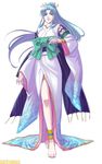  1girl aqua_hair banpresto blue_hair cyan_hair glacies glacies(srwd) japanese_clothes long_hair miko ponytail shoulder shoulders smile super_robot_wars super_robot_wars_destiny very_long_hair yellow_eyes 